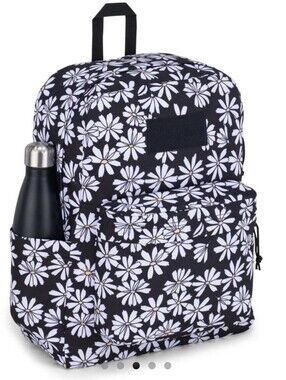 NWT JANSPORT SUPERBREAK PLUS BACKPACK PUNK PANSIES BLACK